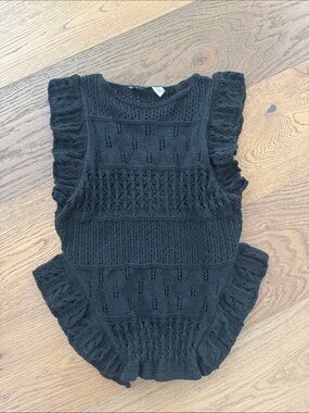 Zara Black Knit Ruffle Bodysuit